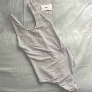 MIKOH Womens Sz Medium Mala Silver Shimmer One Piece Swimsuit